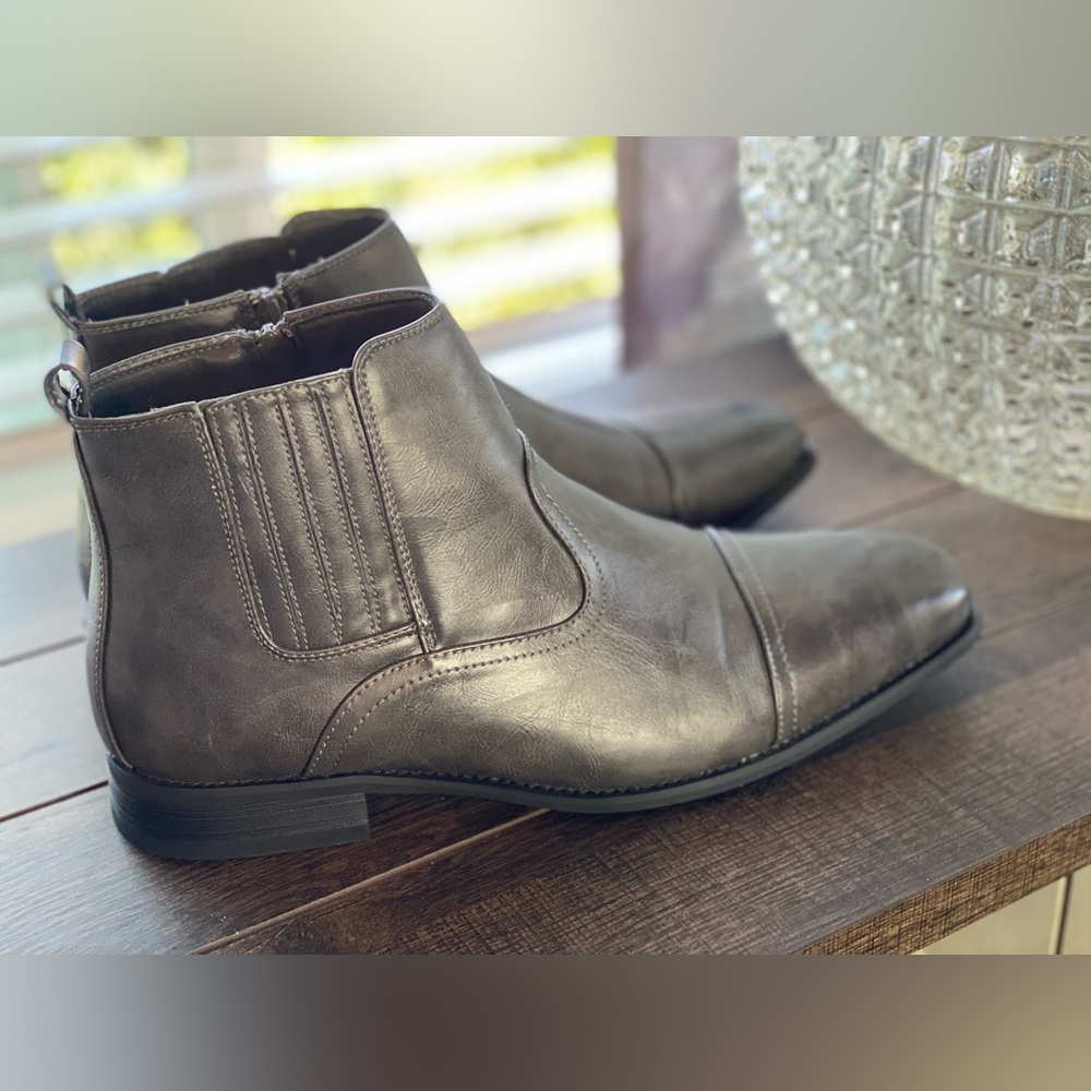 VANCE CO Mens Grey Alex Chelsea Dress Boots Shoes 10 Wide